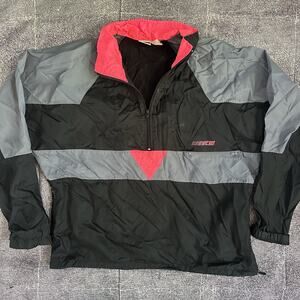 Men's Vintage Nike Gray Tag Black Gray Pink Color Block Windbreaker Jacket Sz L